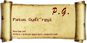 Patus Györgyi névjegykártya